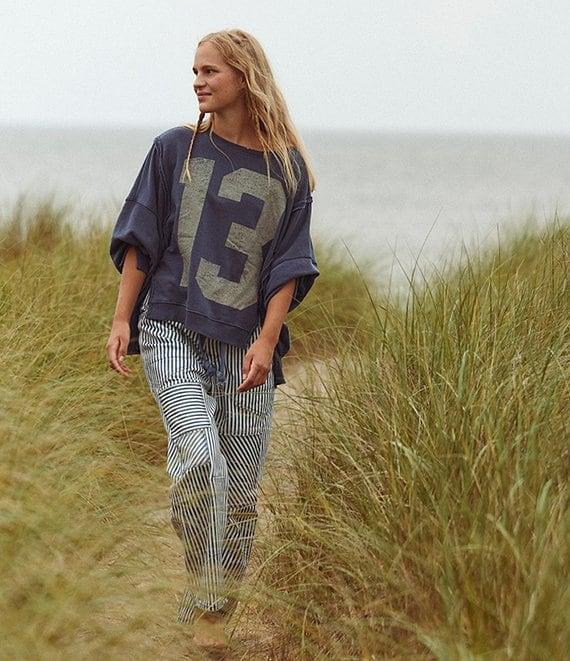 Free People Moxie Railroad Stripe Print Patch Pocket Straight Leg Pant Product Image