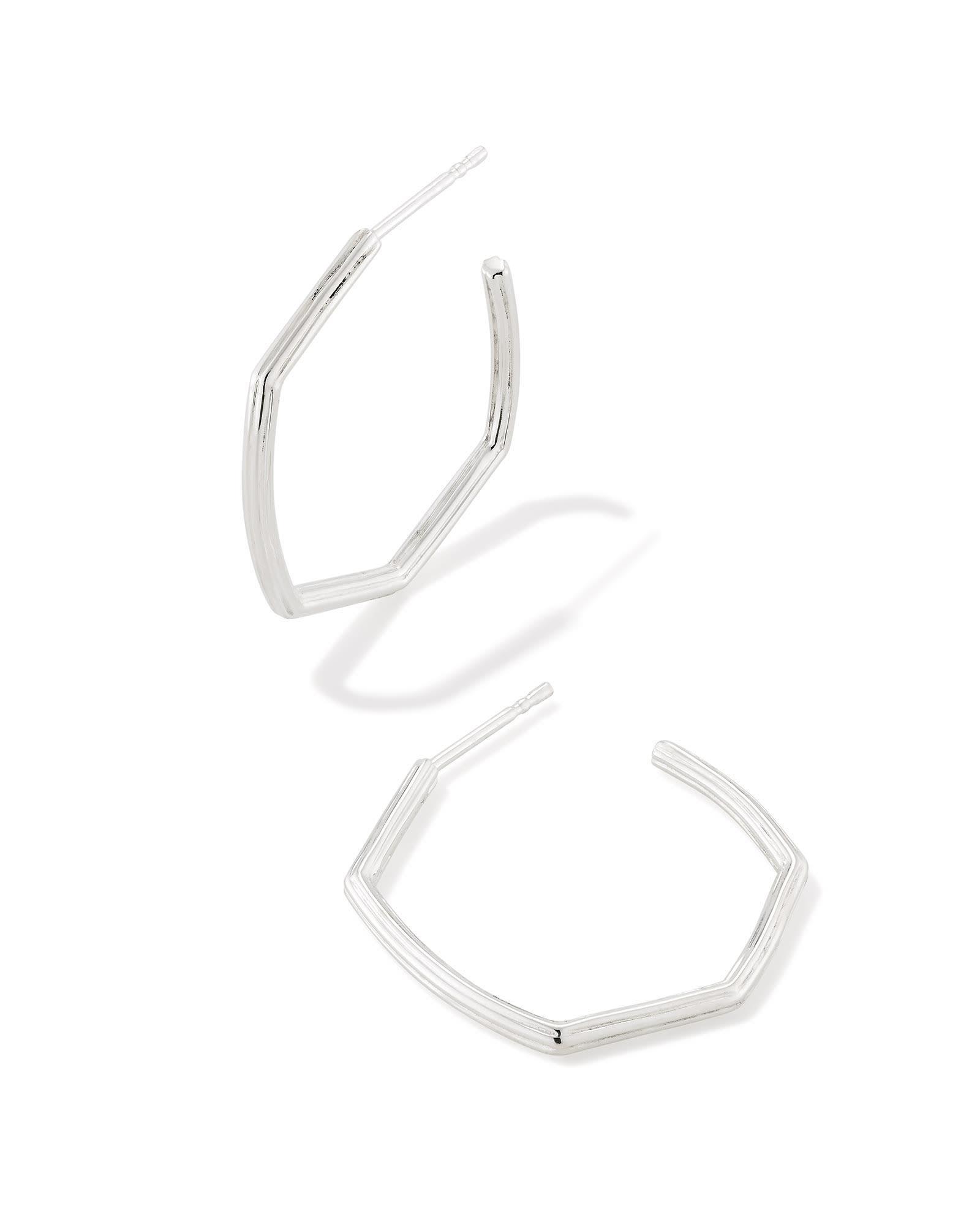 Davie Ridged Hoop Earrings in Sterling Silver Product Image