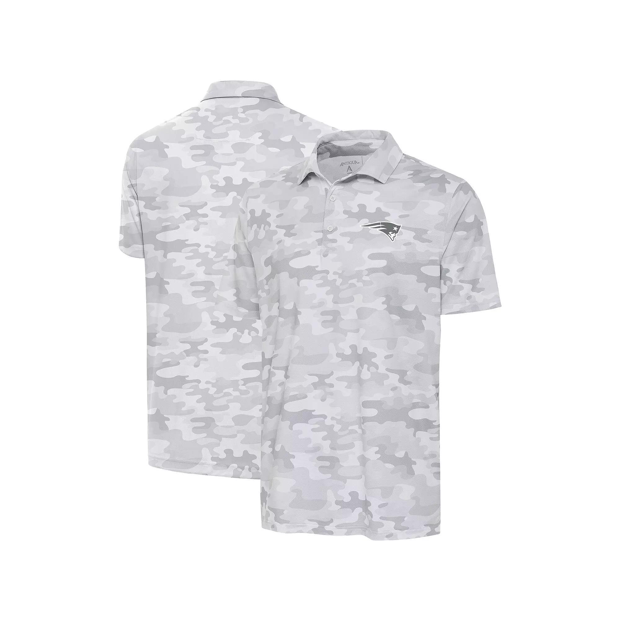 Men's Antigua White New England Patriots Anthracite Logo Collide Polo, Size: 3XL Product Image
