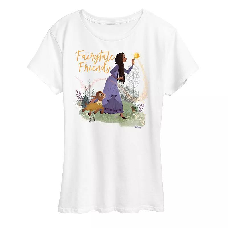 Disney's Wish Asha, Valentino, and Star Women's Fairytale Friends Graphic Tee, Girl's, Size: Small, Heather Grey Product Image