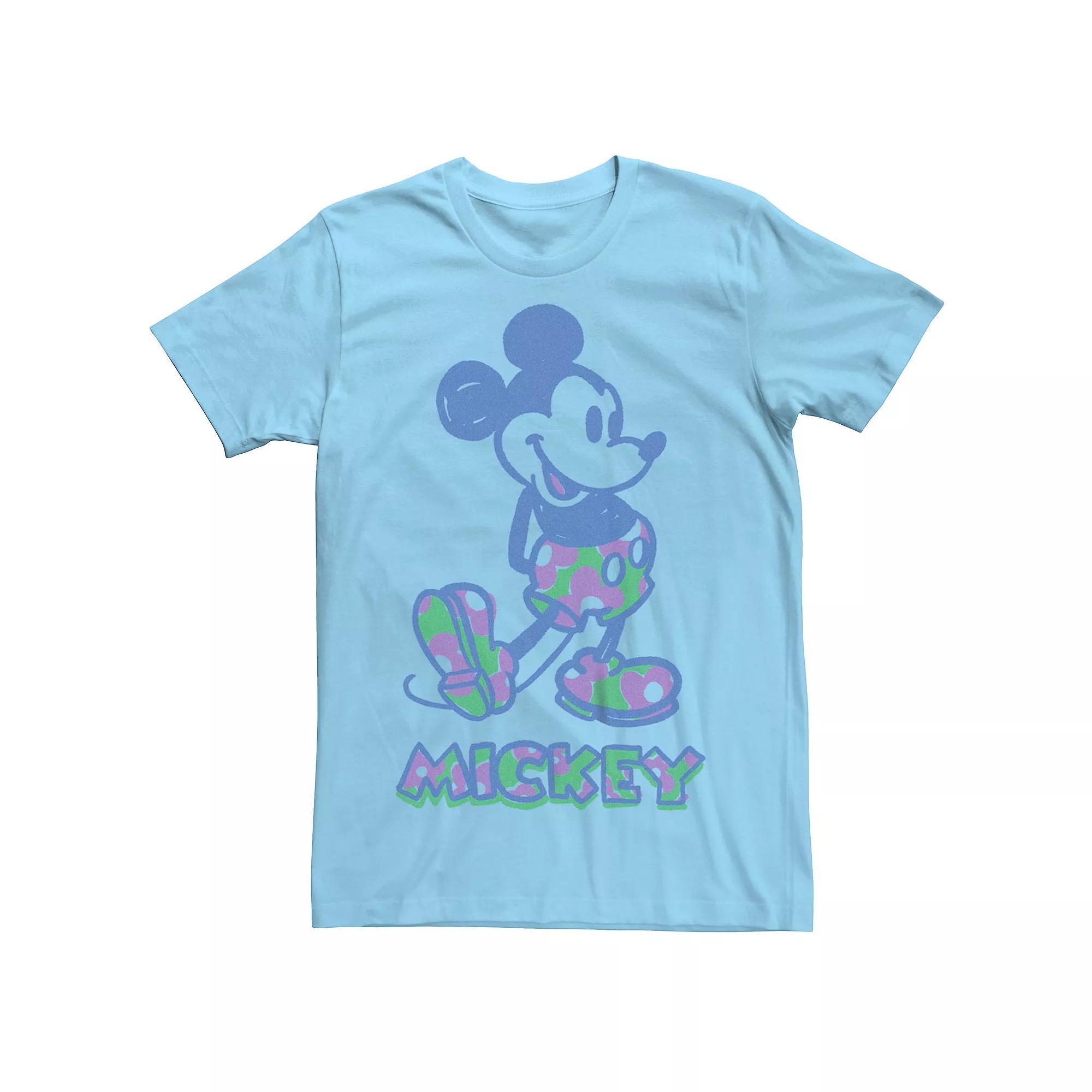 Disney's Mickey Mouse Flowers Men's Tee, Size: XXL, Light Blue Product Image