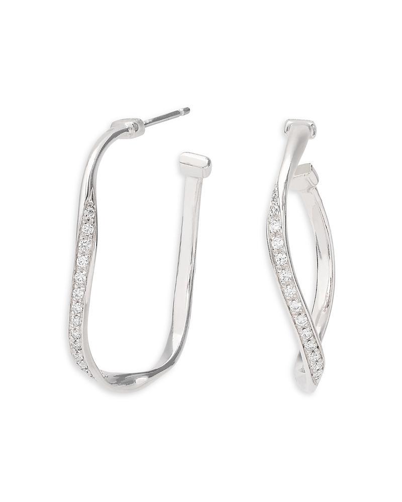 Marco Bicego 18K White Gold Marrakech Diamond Twisted Hoop Earrings Product Image