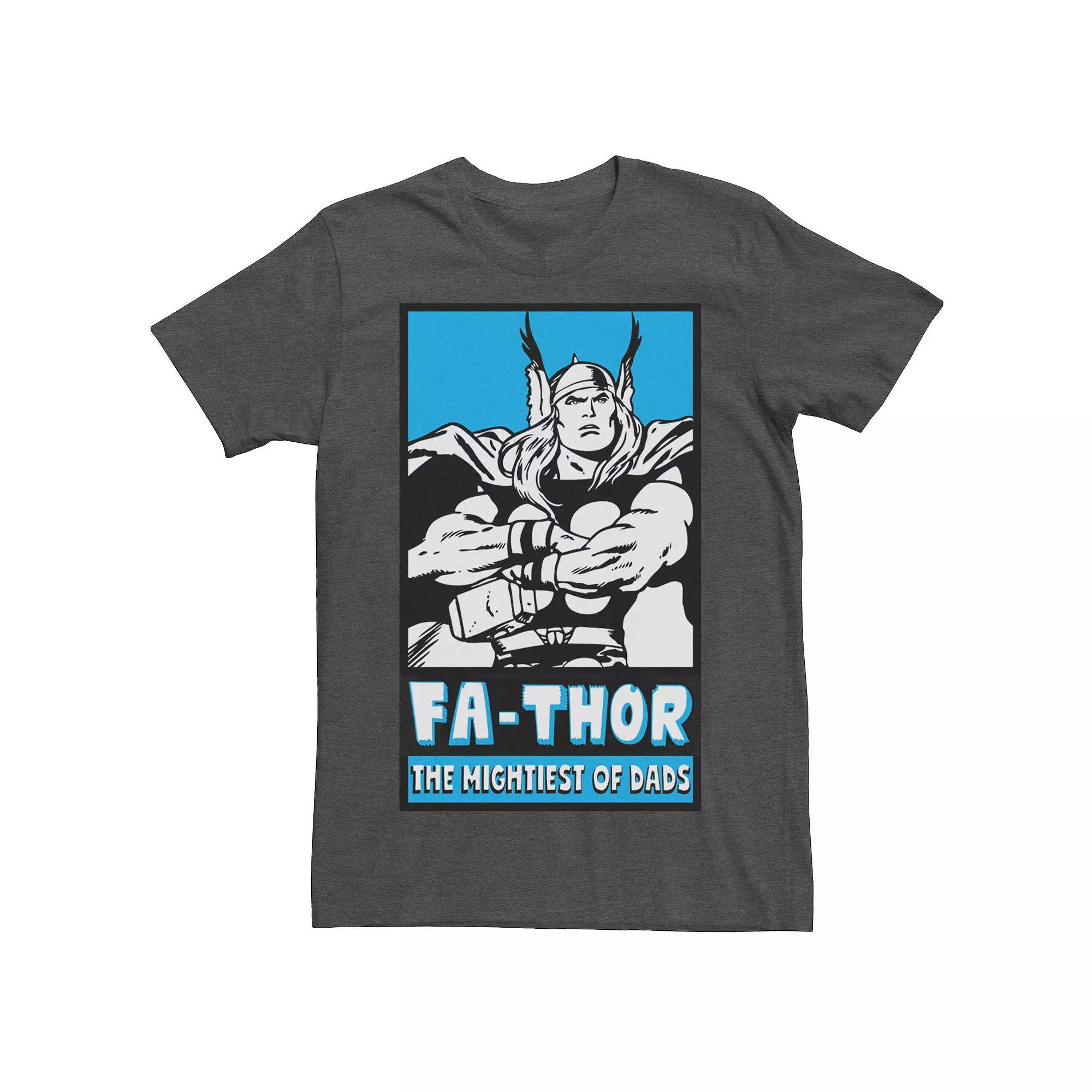 Men's Marvel Thor Mightiest Of Dads Retro Poster Father's Day Tee,  Product Image