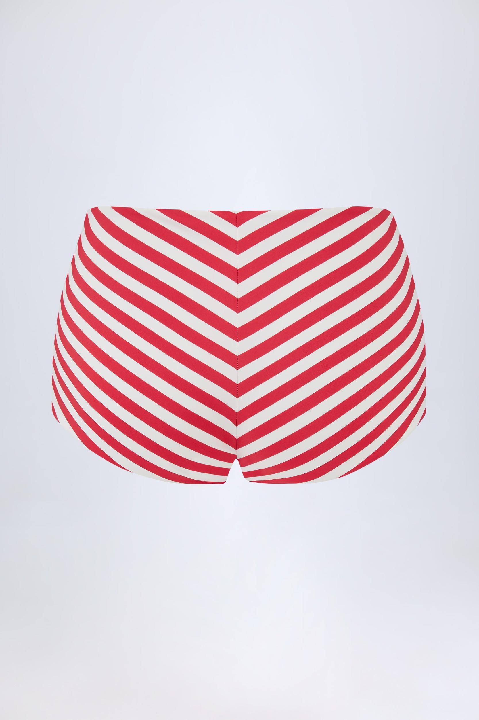 Mid-Rise Hot Pants in Cherry Red Stripe Female Product Image