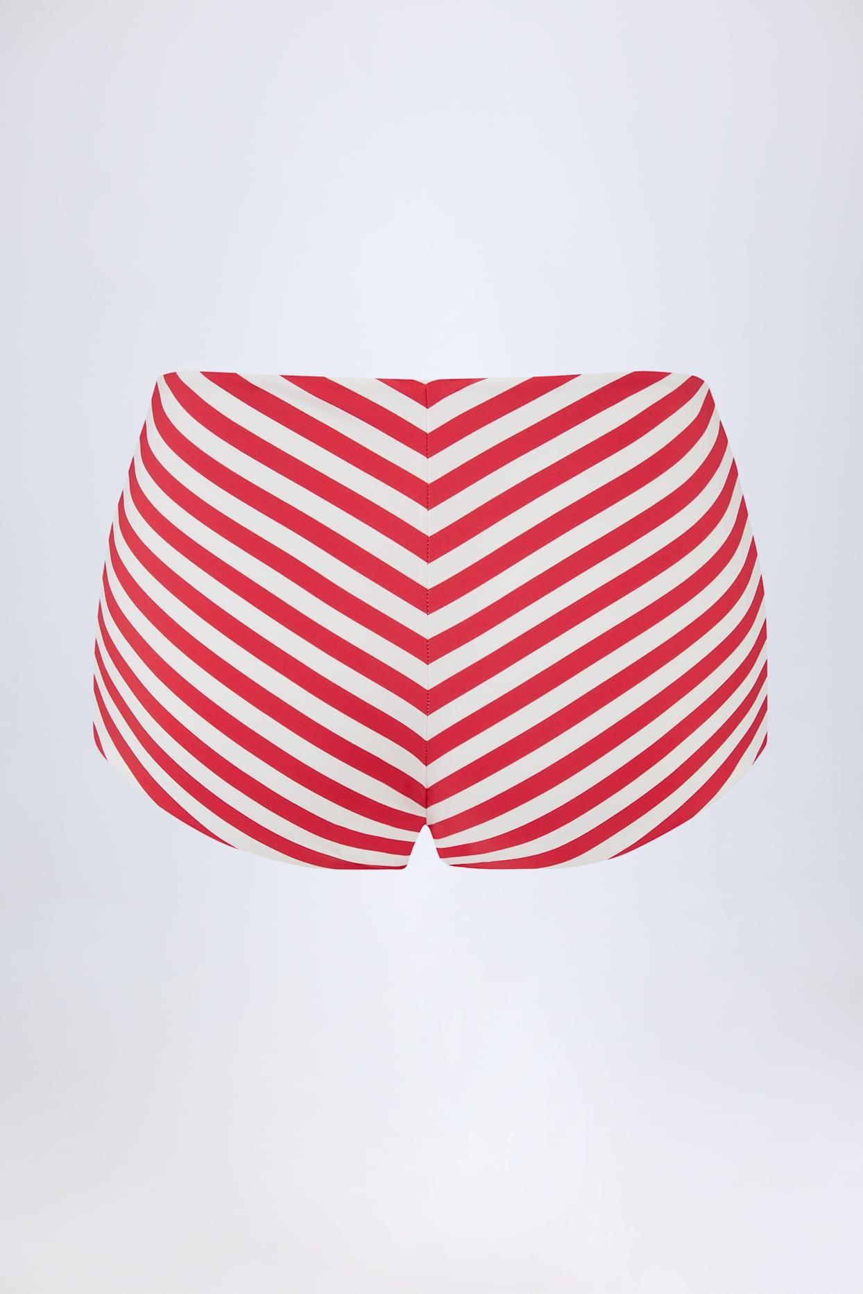 Mid-Rise Hot Pants in Cherry Red Stripe Female Product Image
