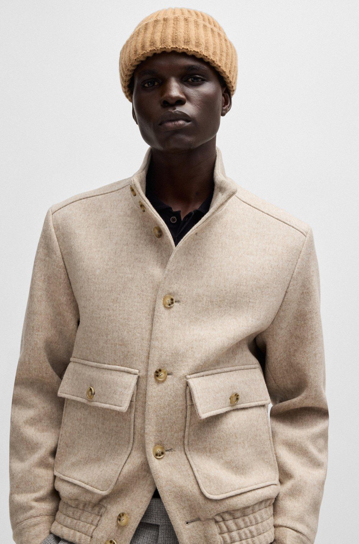 Fisherman beanie hat in virgin wool and cashmere Product Image