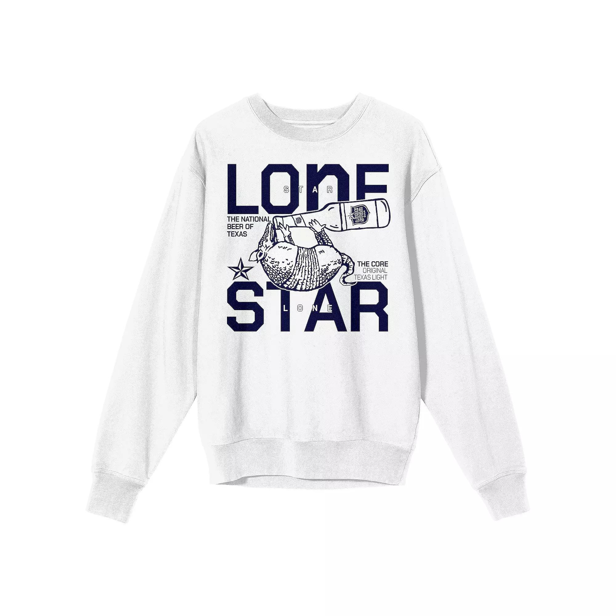 Men's Lone Star Beer Armadillo Drinking Long Sleeve Graphic Tee, Size: XXL, White Product Image