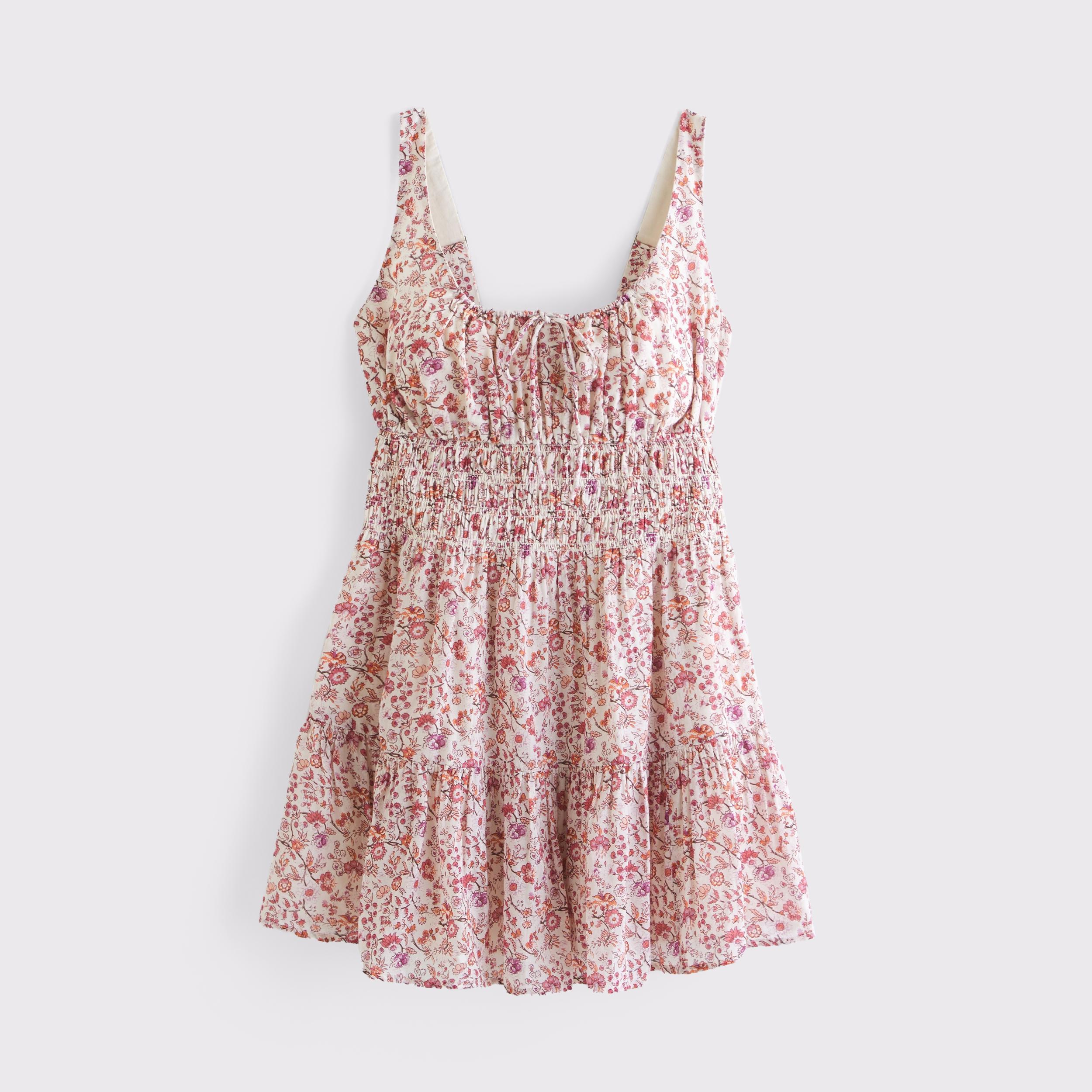 Smocked Tie-Front Mini Dress Product Image