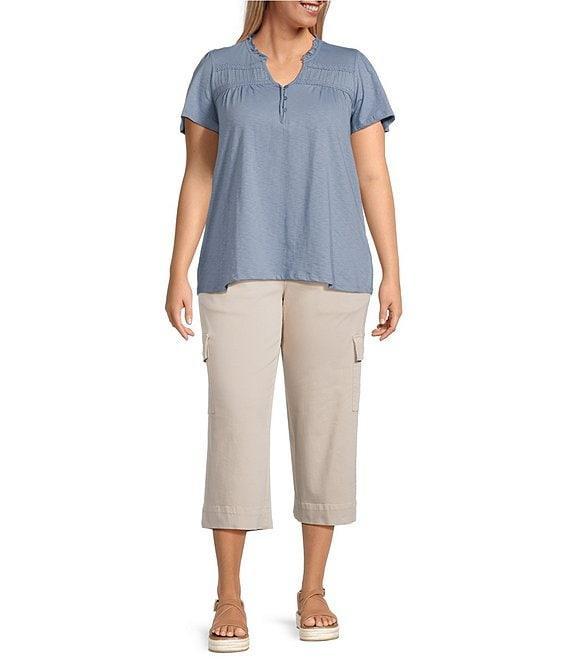 Intro Plus Size Rib Knit Pheobe Pull-On Cargo Capri Pants Product Image