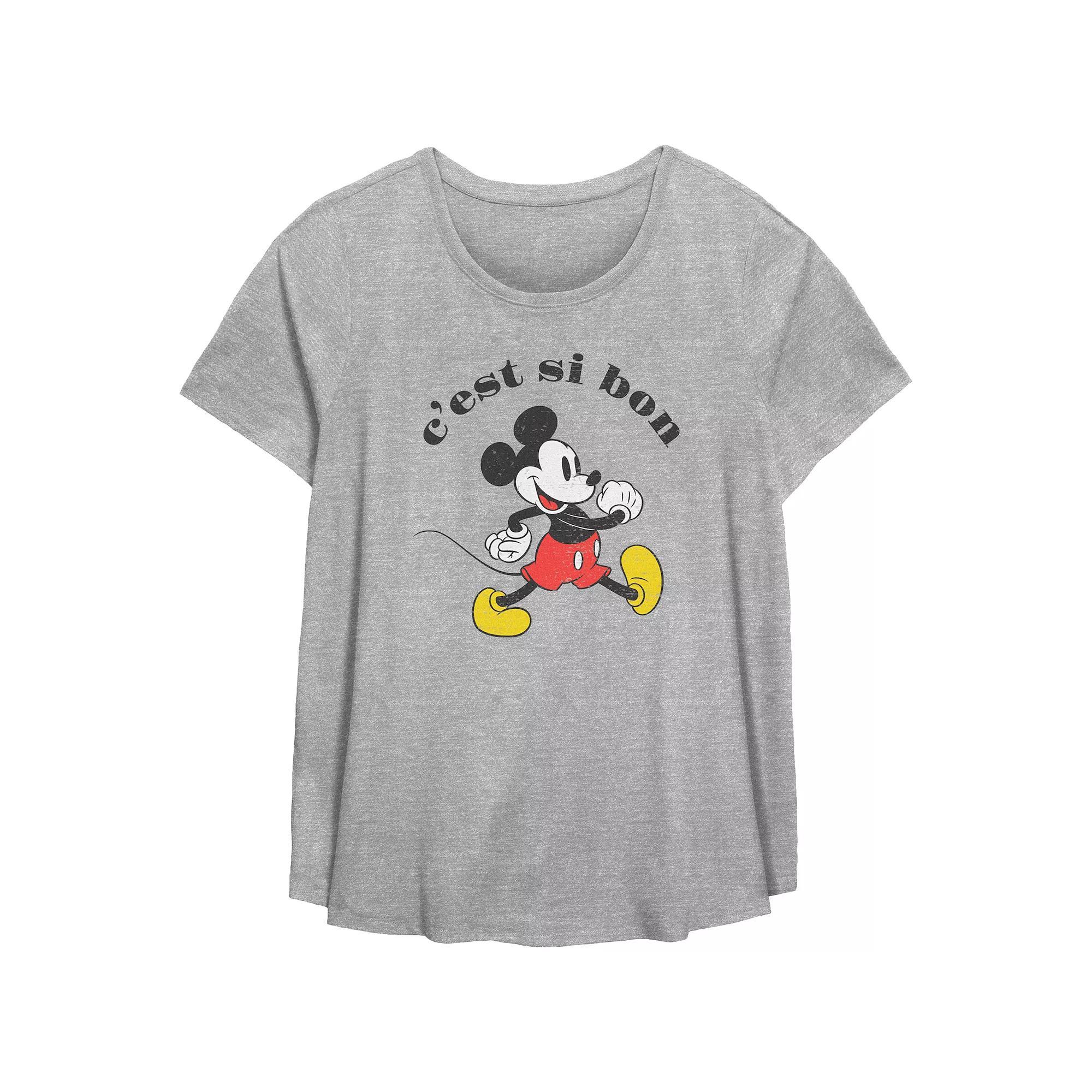 Disney's Mickey Mouse C'est Si Bon Plus Size Flowy Graphic Tee, Women's, Size: 1XL, Grey Gray Product Image