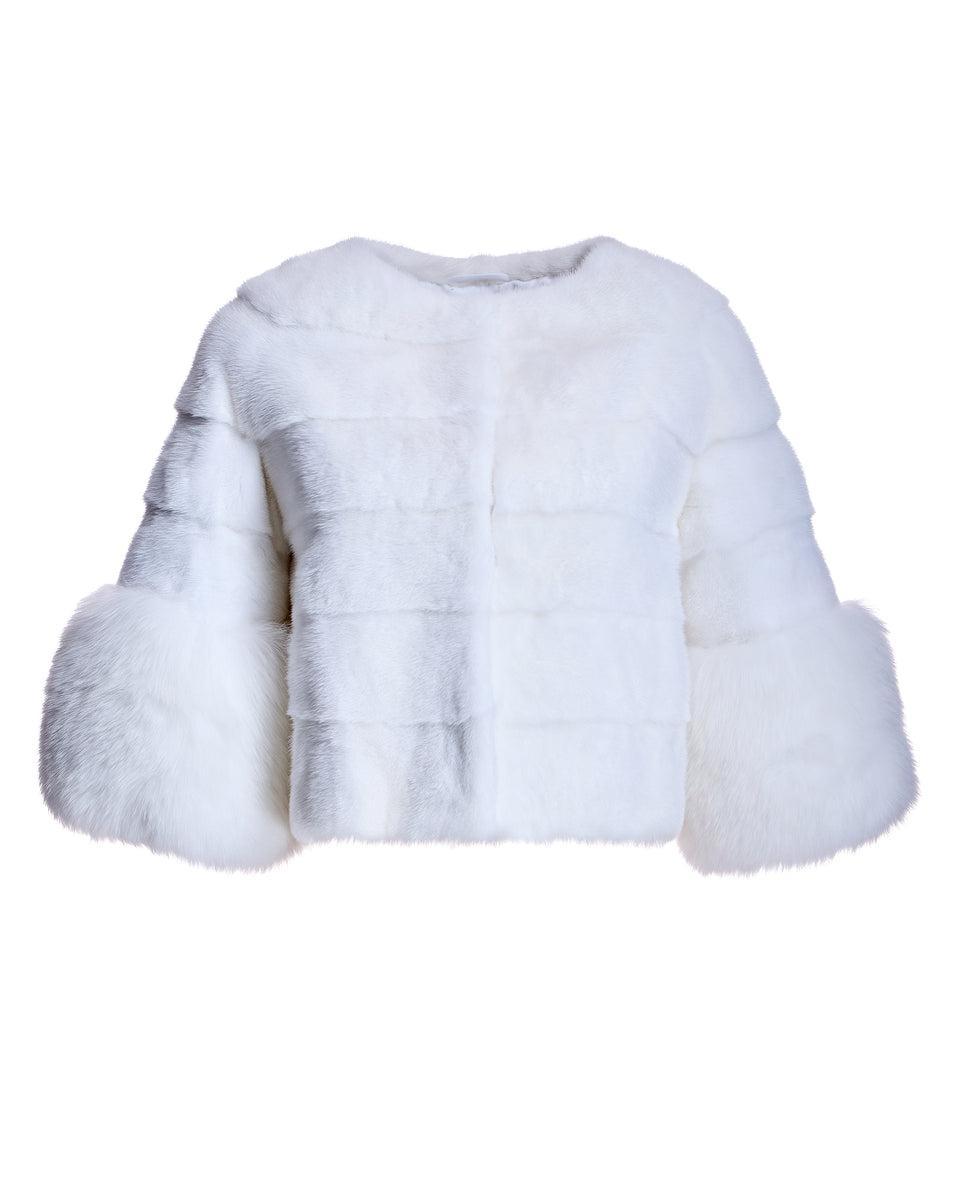 Cropped Mink Jacket with Fox Cuffs Product Image