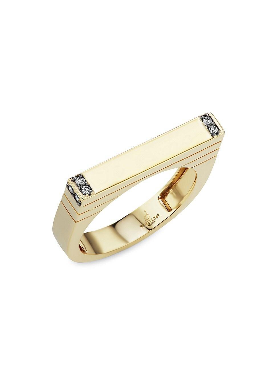 Womens 18K Yellow Gold & Diamond Bar Ring Product Image