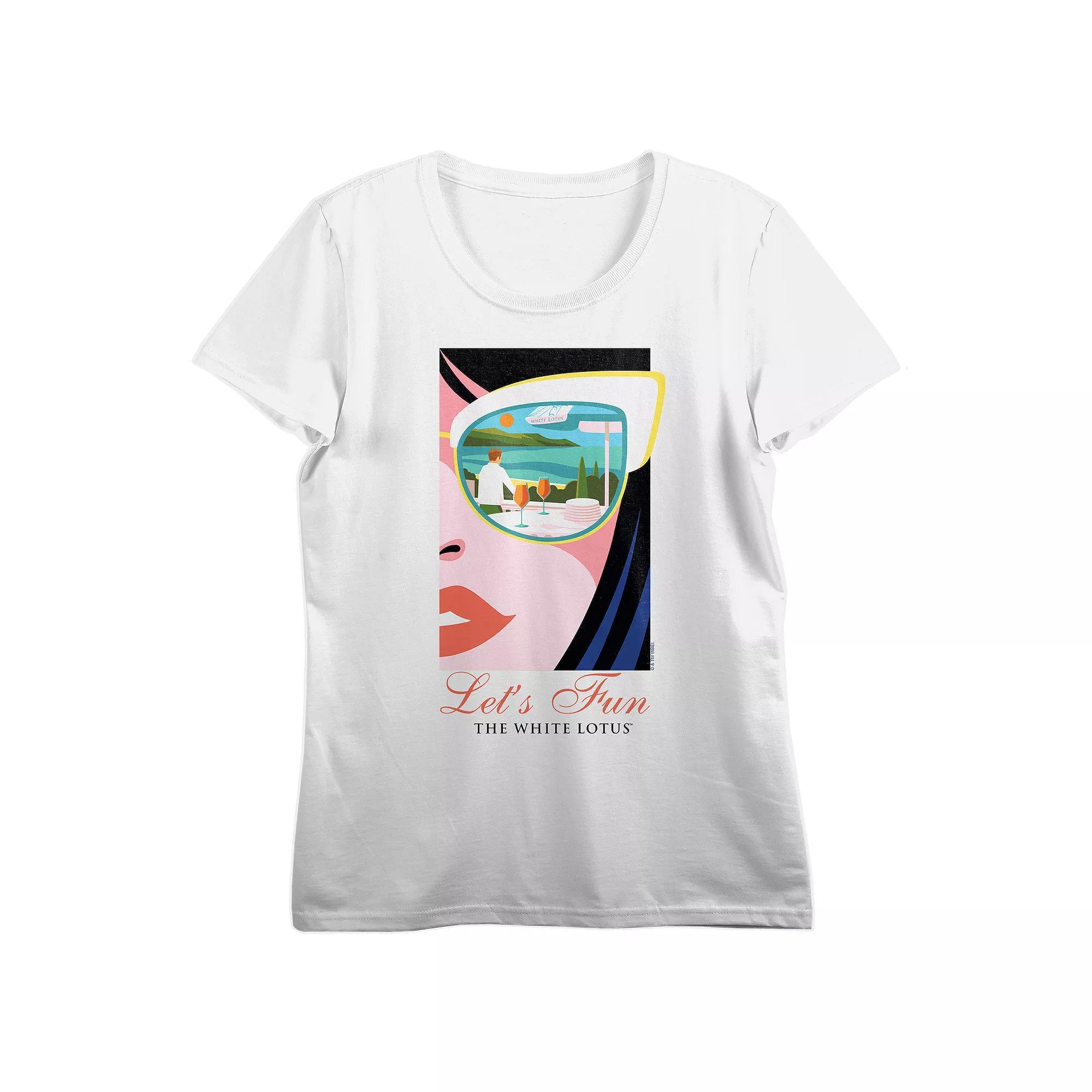 Juniors' White Lotus & Half Face the Flowers Graphic Tee, Women's,  Product Image