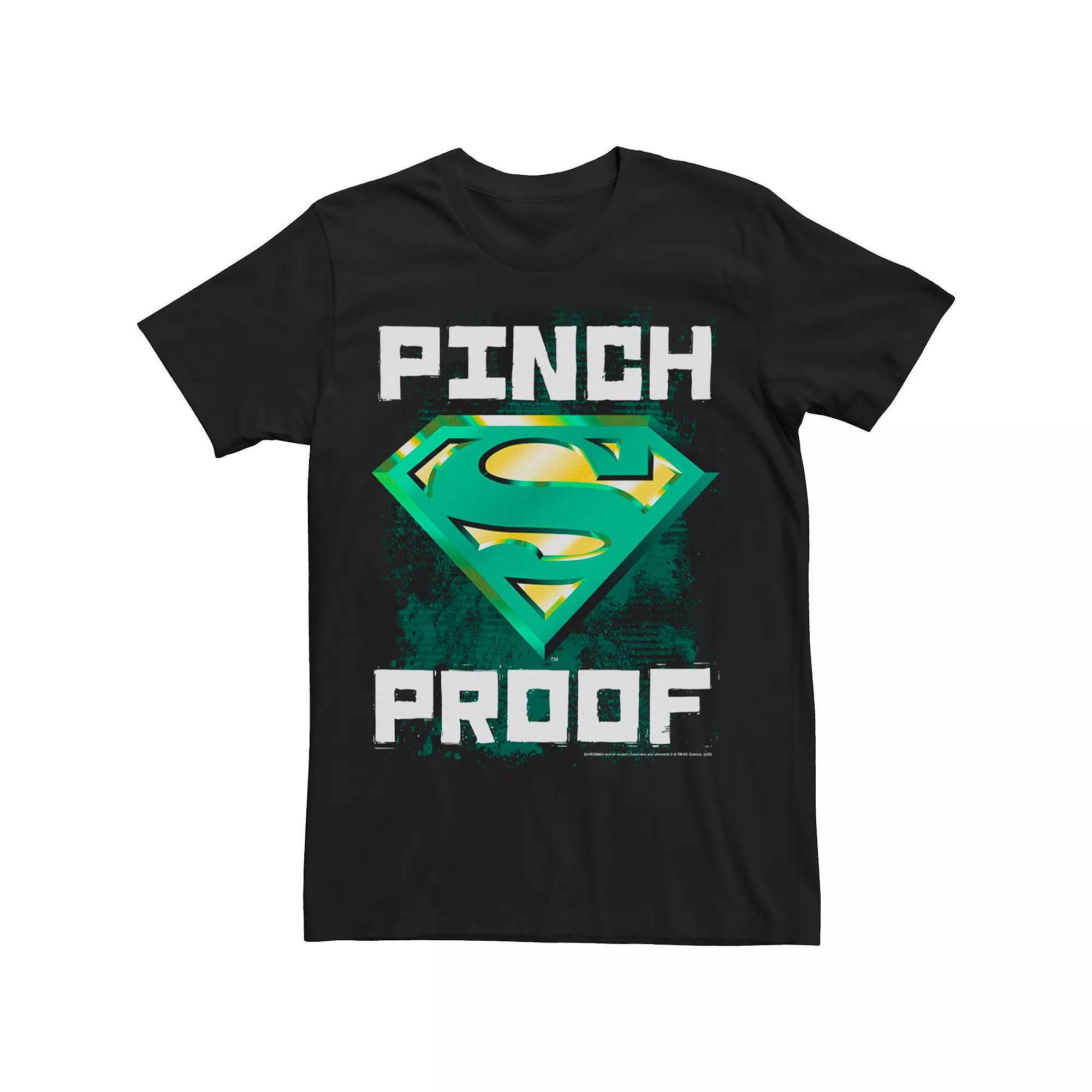 Men's DC Comics Superman Saint Patrick's Day Pinch Proof Logo Tee, Size: Medium, Black Product Image