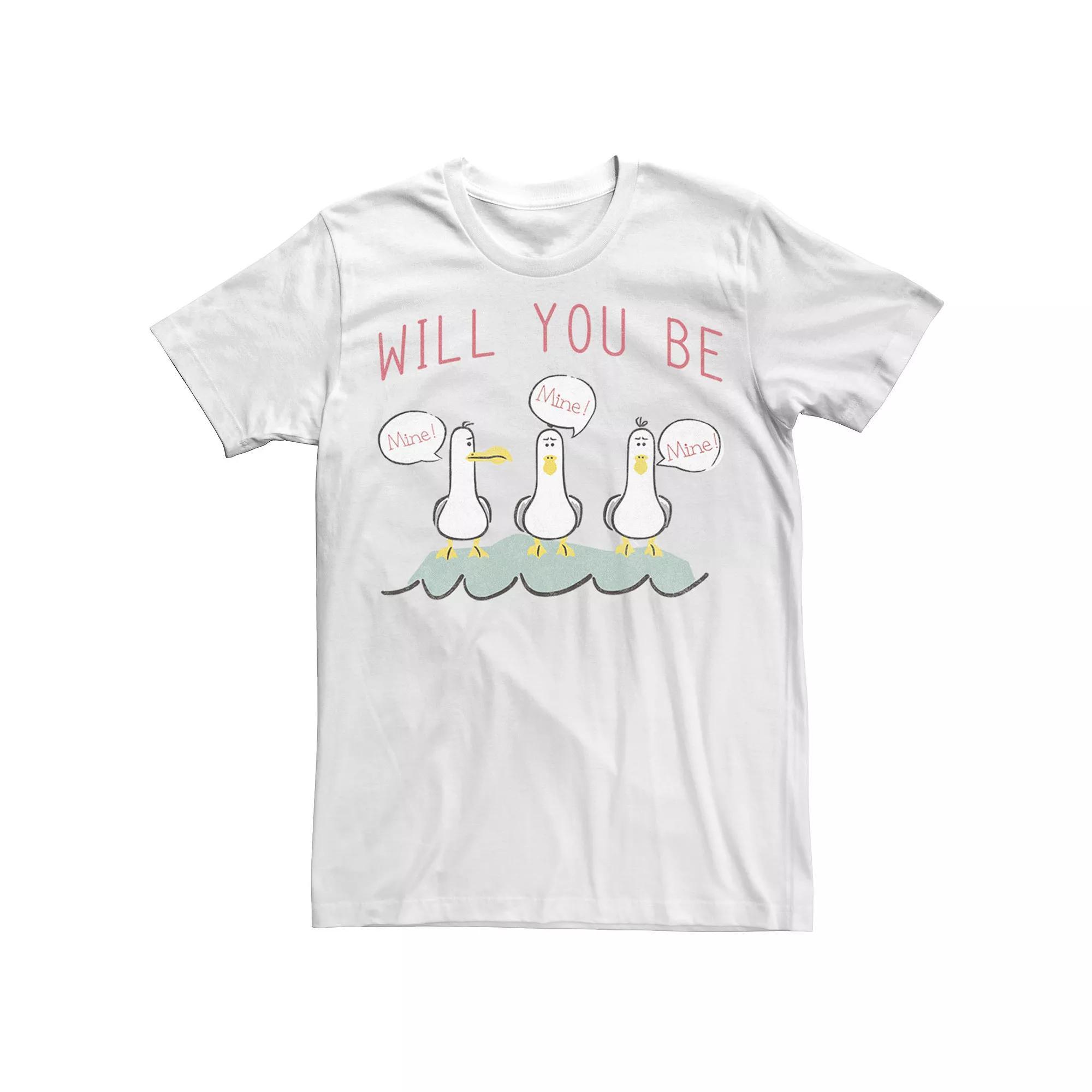 Disney / Pixar's Finding Nemo Men's Valentine's Day Seagulls Be Mine Tee, Size: XL, White Product Image