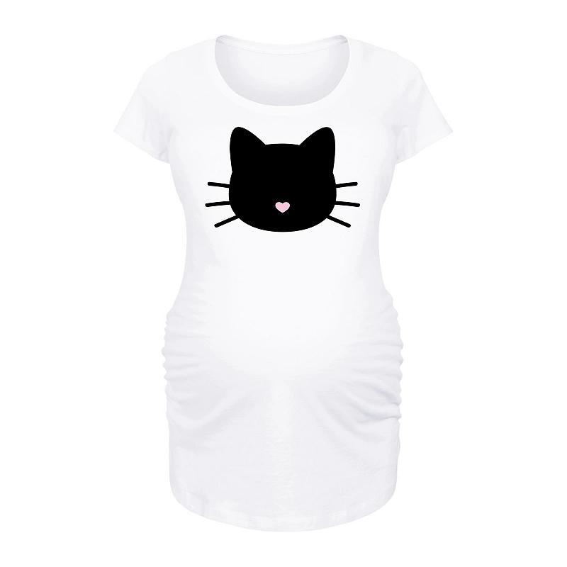 Maternity Cat Face Graphic Tee, Womens Grey Gray Product Image