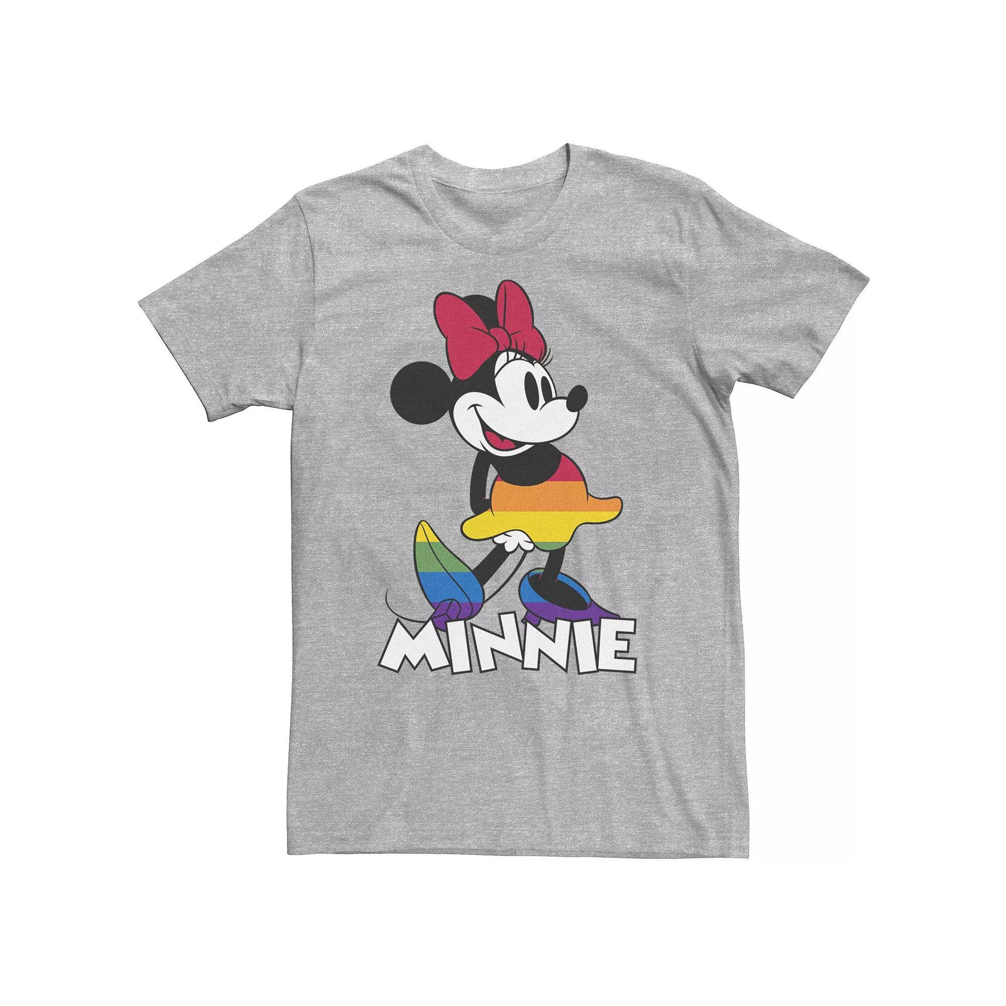 Big & Tall Disney Minnie Mouse Rainbow Striped Skirt Portrait Tee, Men's, Size: 3XL Tall, Athletic Grey Product Image