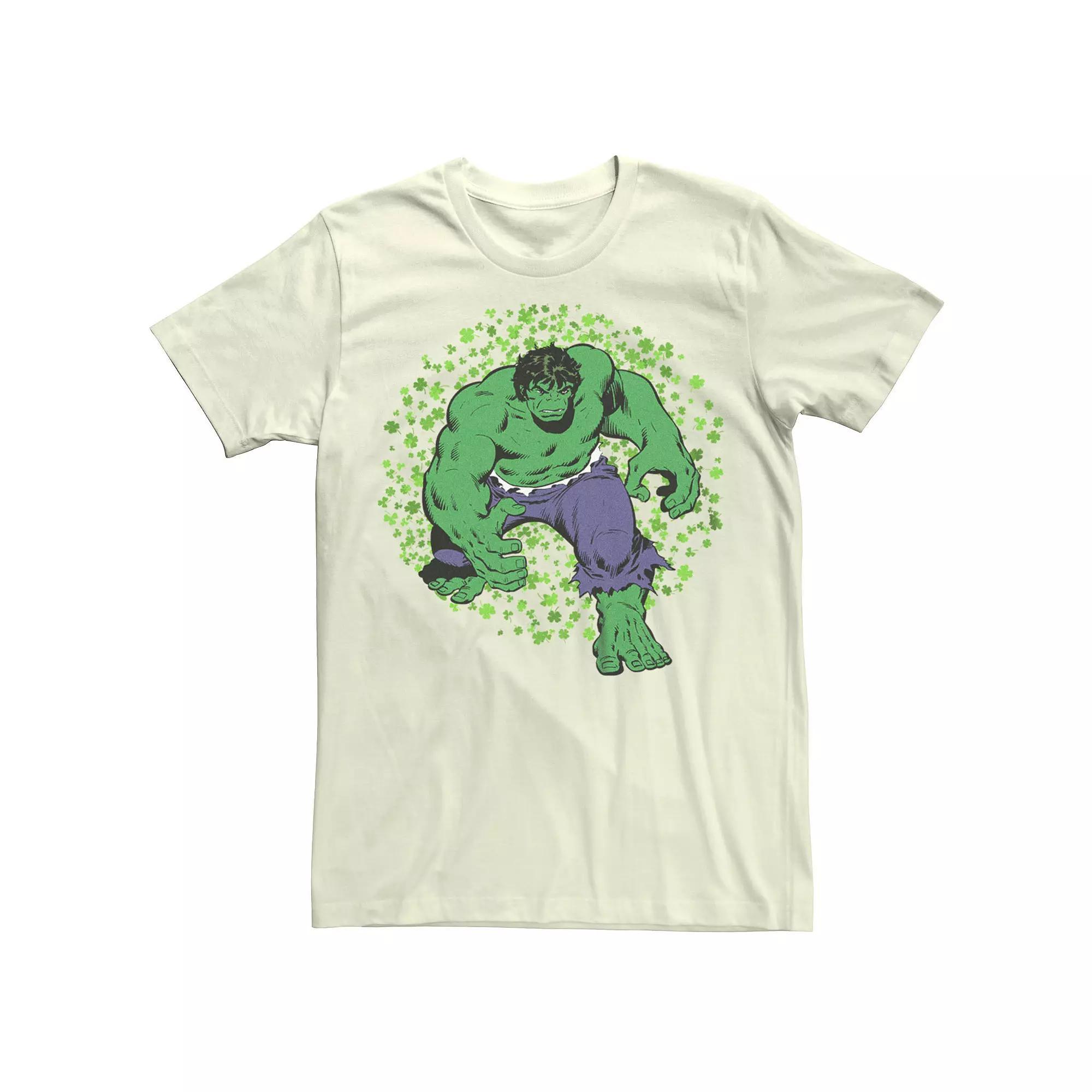 Men's Marvel Hulk St. Patrick's Day Shamrock Tee, Size: Medium, Natural Product Image