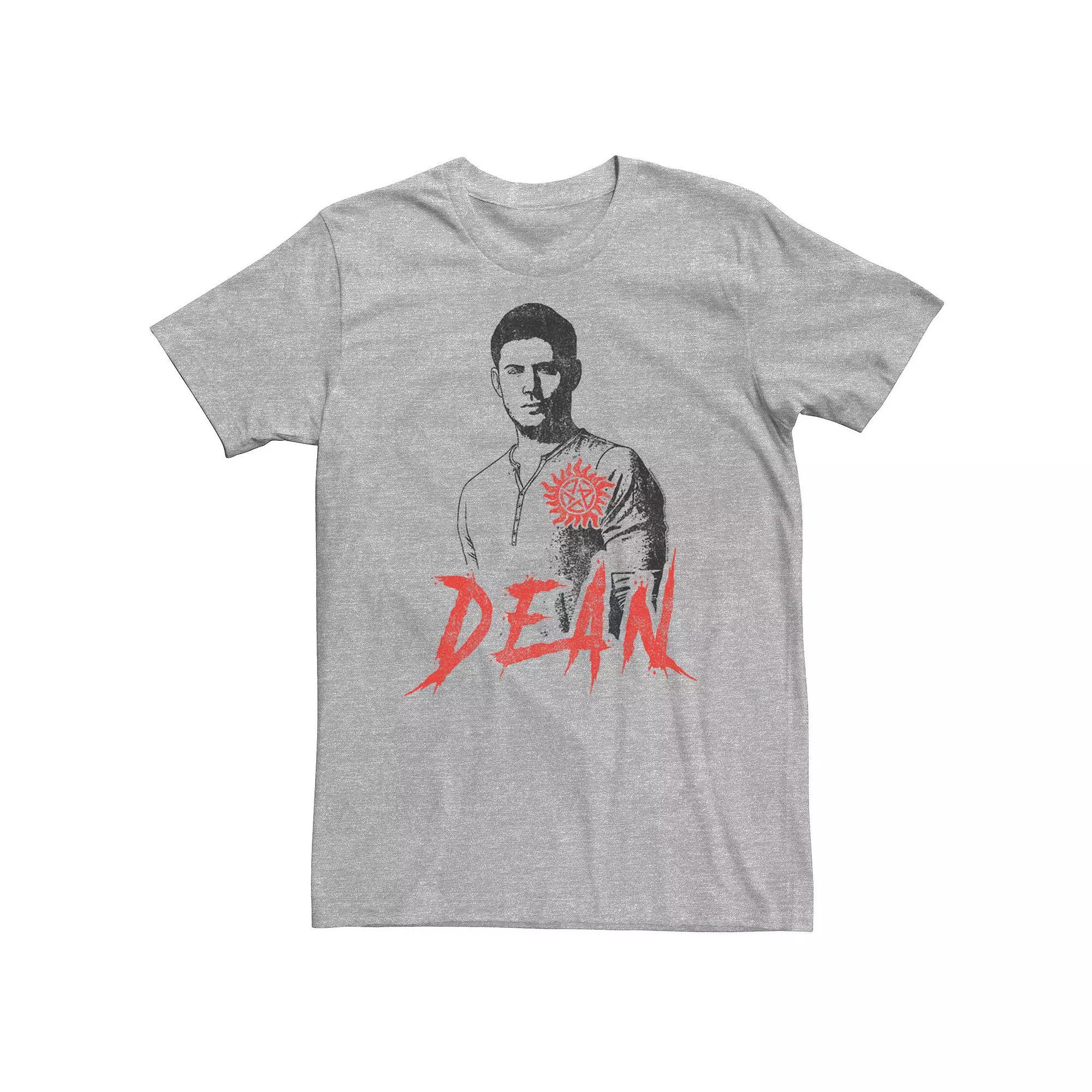 Big & Tall Supernatural Dean Winchester Simple Portrait Tee, Men's, Size: 4XL Tall, Athletic Grey Product Image