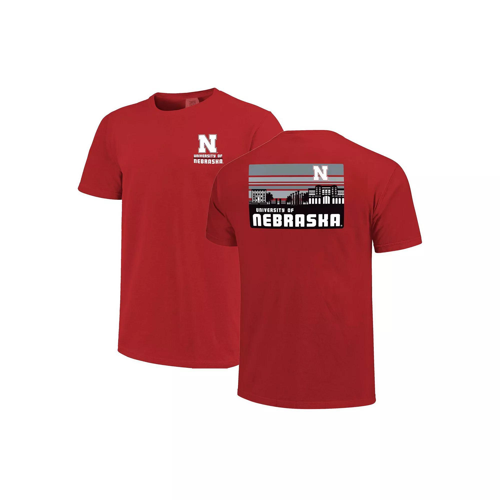 Men's Scarlet Nebraska Huskers Striped Campus Skyline T-Shirt, Size: Large, Red Product Image