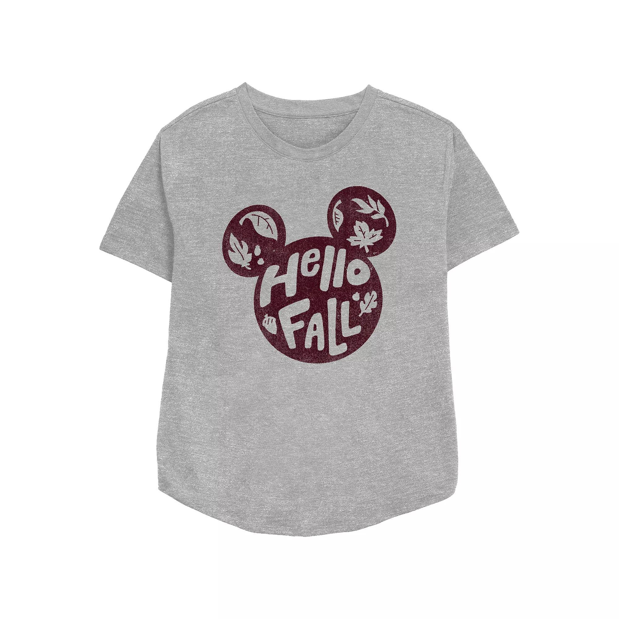 Disney's Mickey Mouse Juniors' Hello Fall Relaxed Fit Graphic Tee, Women's,  Product Image
