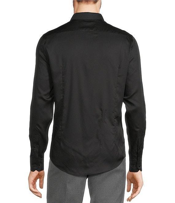 Murano Wardrobe Essentials Slim Fit Solid Sateen Long Sleeve Woven Shirt Product Image