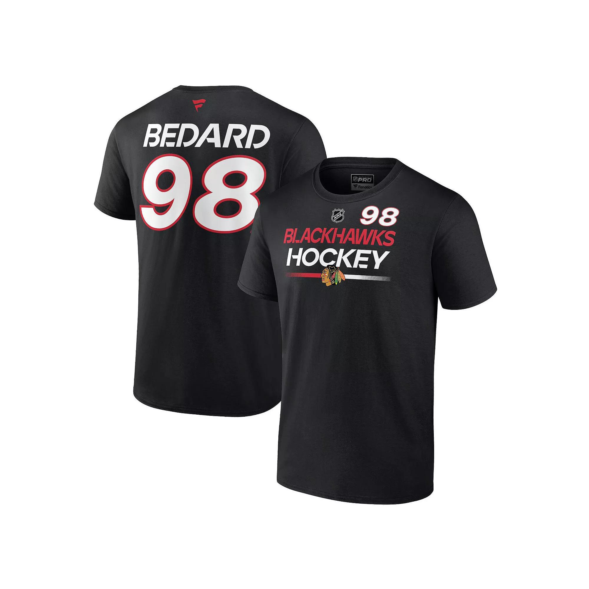 Men's Fanatics Branded Connor Bedard Black Chicago Blackhawks Authentic Pro Prime Name & Number T-Shirt,  Product Image