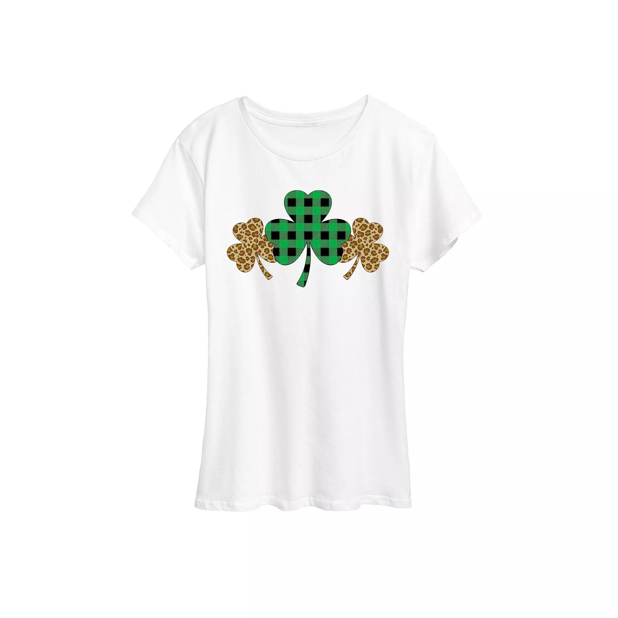 Women's Patterned Shamrocks Graphic Tee,  Product Image