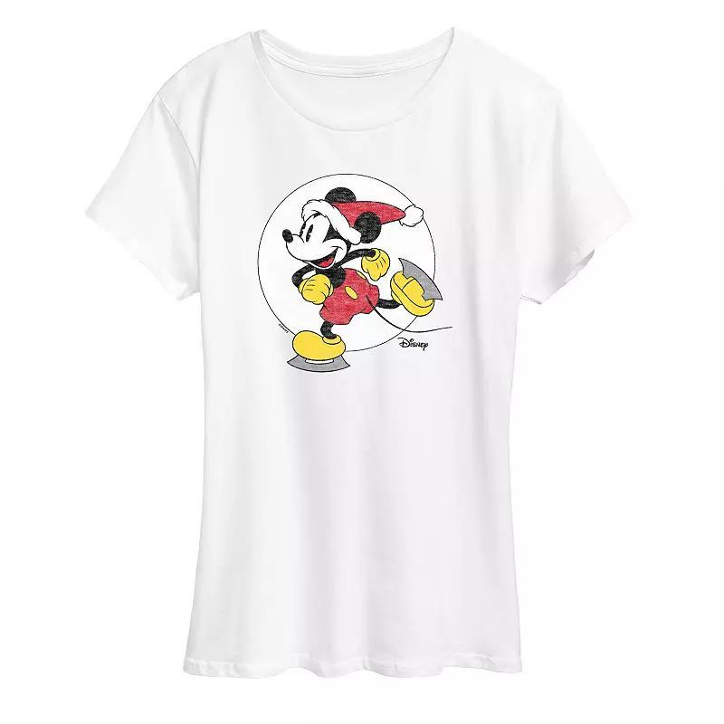 Disney's Mickey Mouse Women's Mickey On Ice Skates Graphic Tee, Girl's,  Product Image
