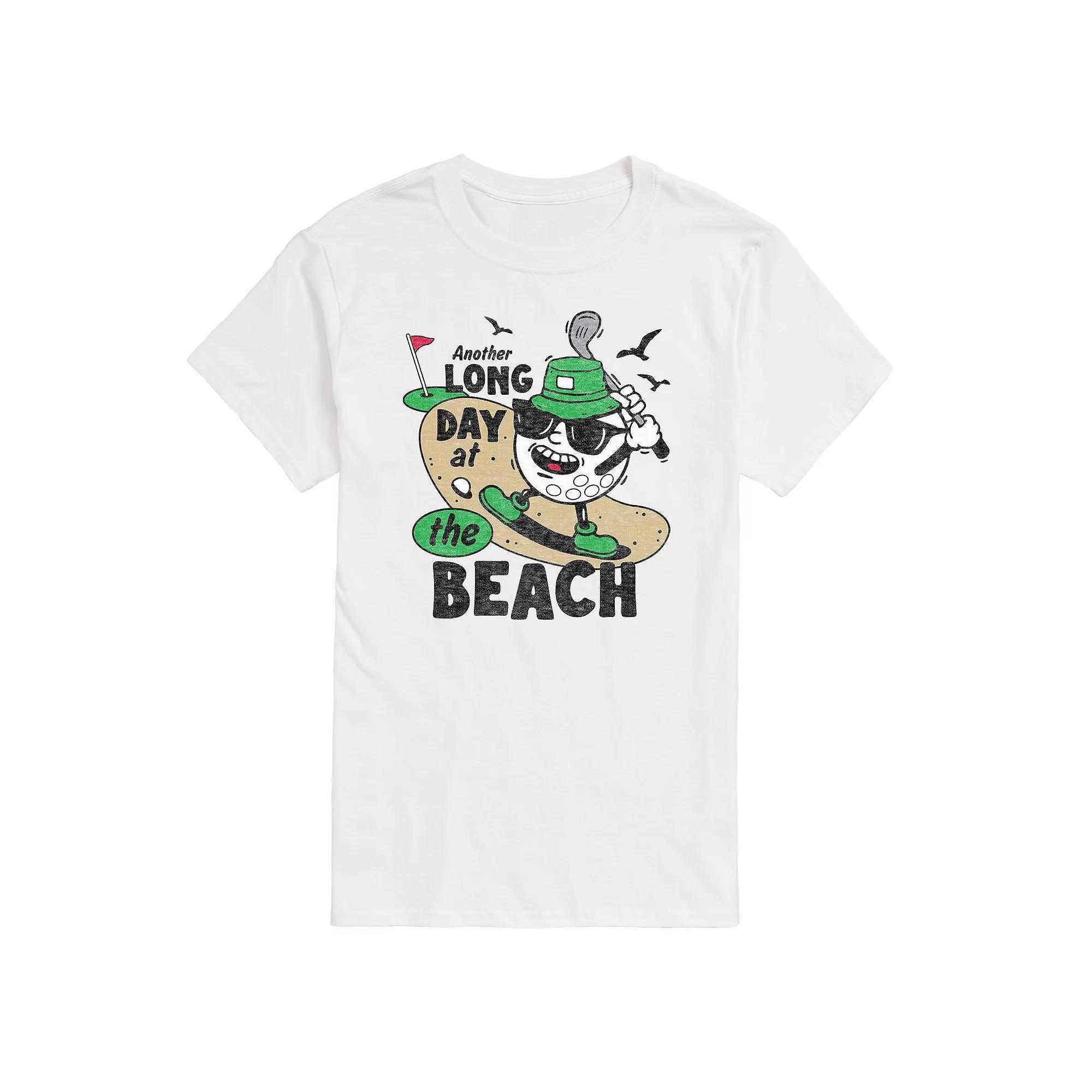 Men's Long Day at the Beach Golfing Graphic Tee, Size: Medium, White Product Image