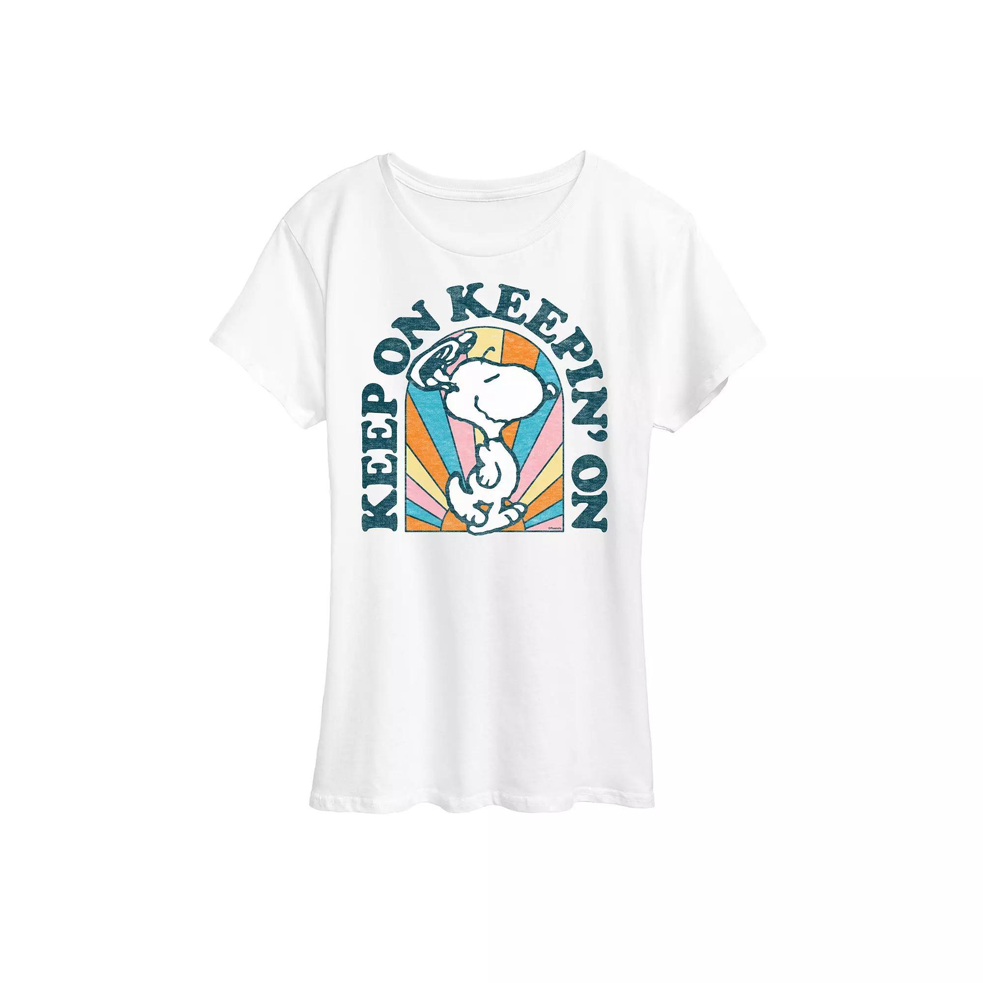 Women's Peanuts Snoopy Keep On Graphic Tee, Girl's,  Product Image