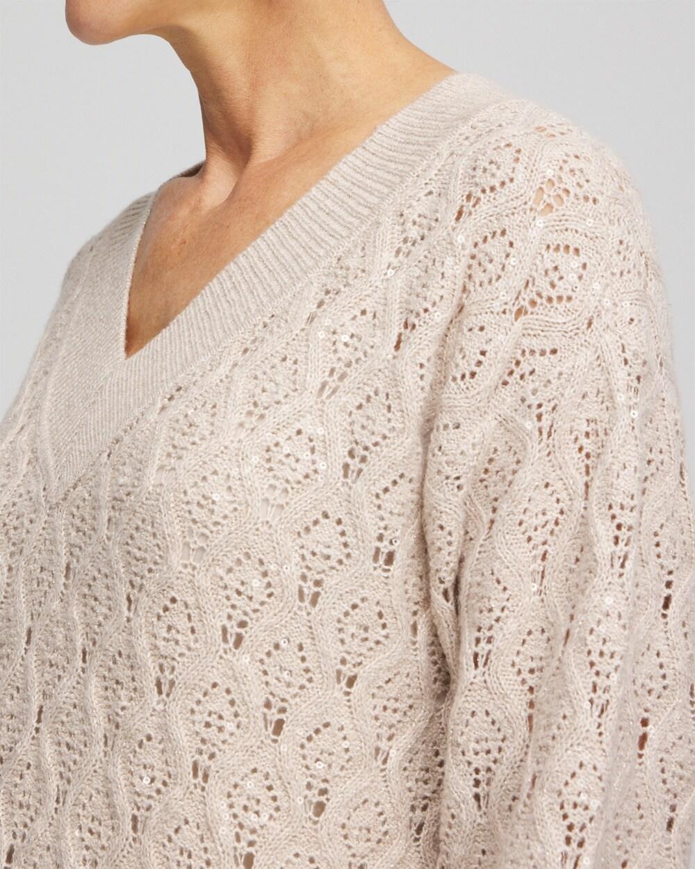 Sequin Cable Knit Pullover Sweater Product Image