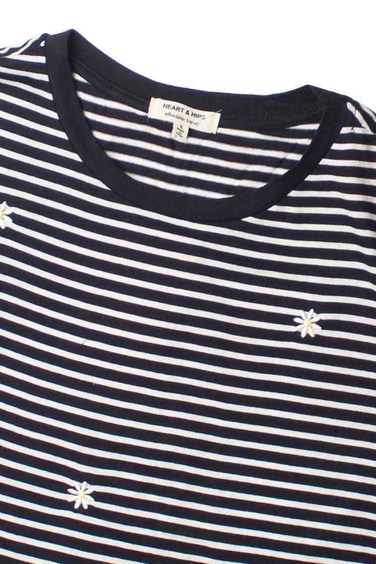 Black Striped Daisy Tee Product Image