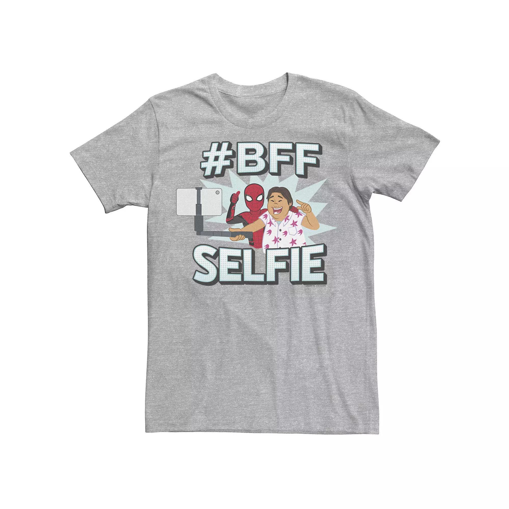 Men's Marvel Spider-Man Far From Home #BFF Selfie Group Shot Graphic Tee, Size: Small, Athletic Grey Product Image