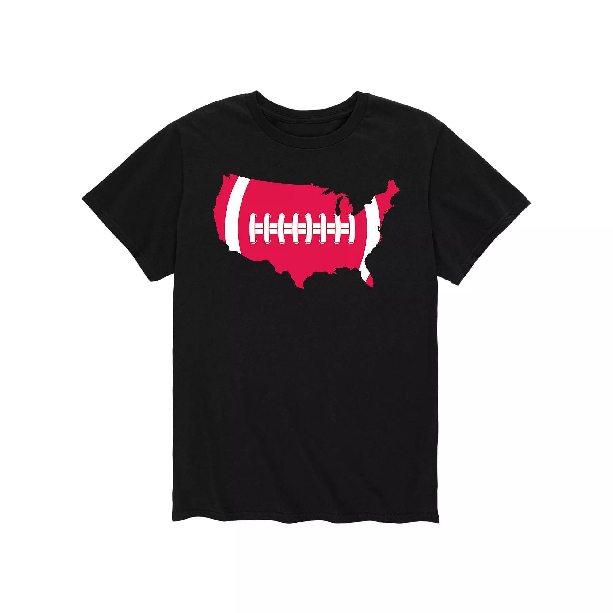 Big & Tall USA Shape Football Tee, Men's,  Product Image