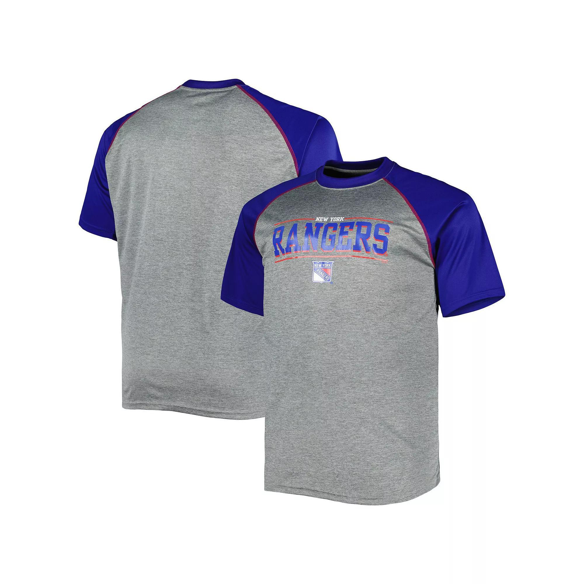 Men's Heather Gray New York Rangers Big & Tall Logo Raglan T-Shirt, Size: 5XB, Ran Grey Product Image