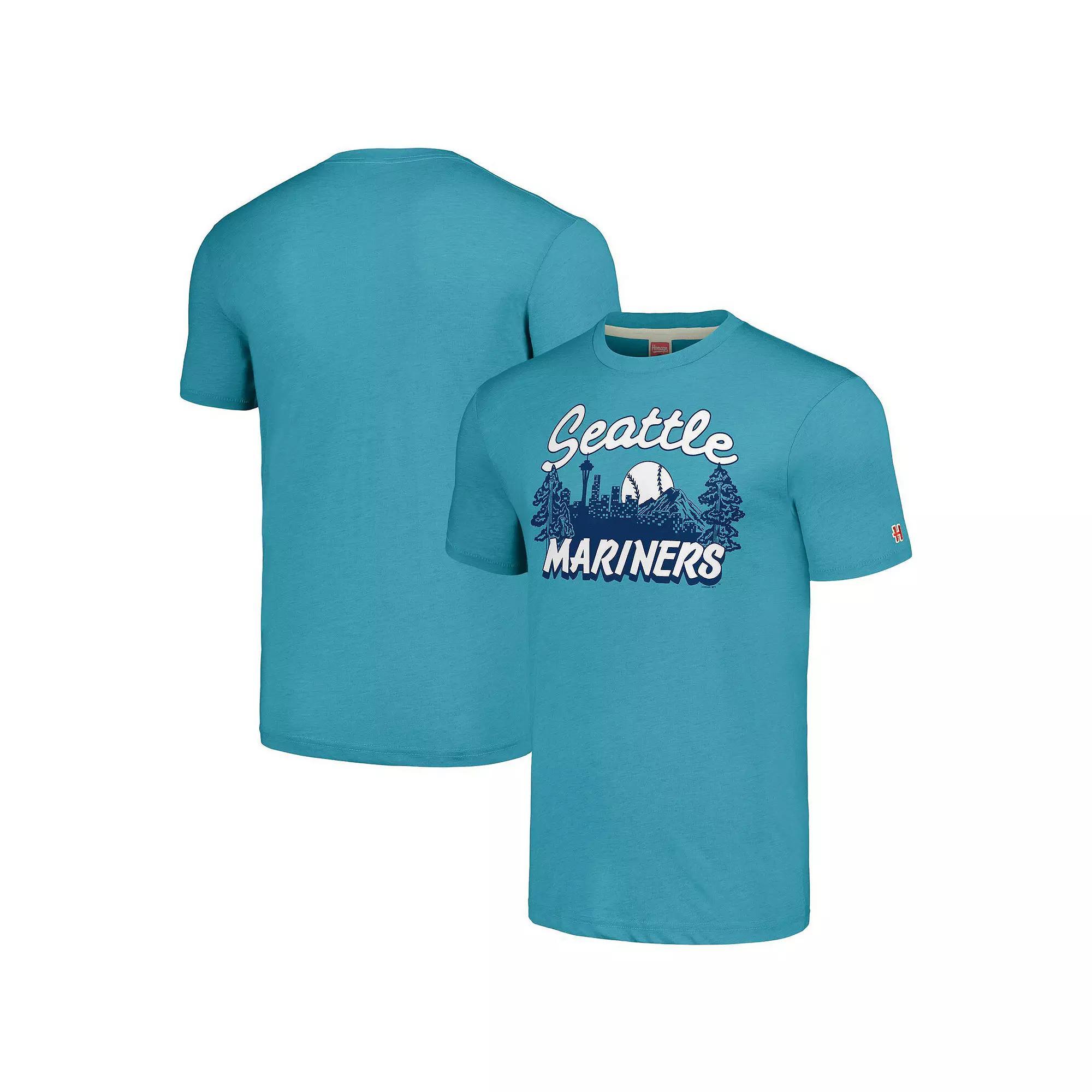 Men's Homage Aqua Seattle Mariners Hyper Local Tri-Blend T-Shirt, Size: 2XL, Turquoise A Product Image