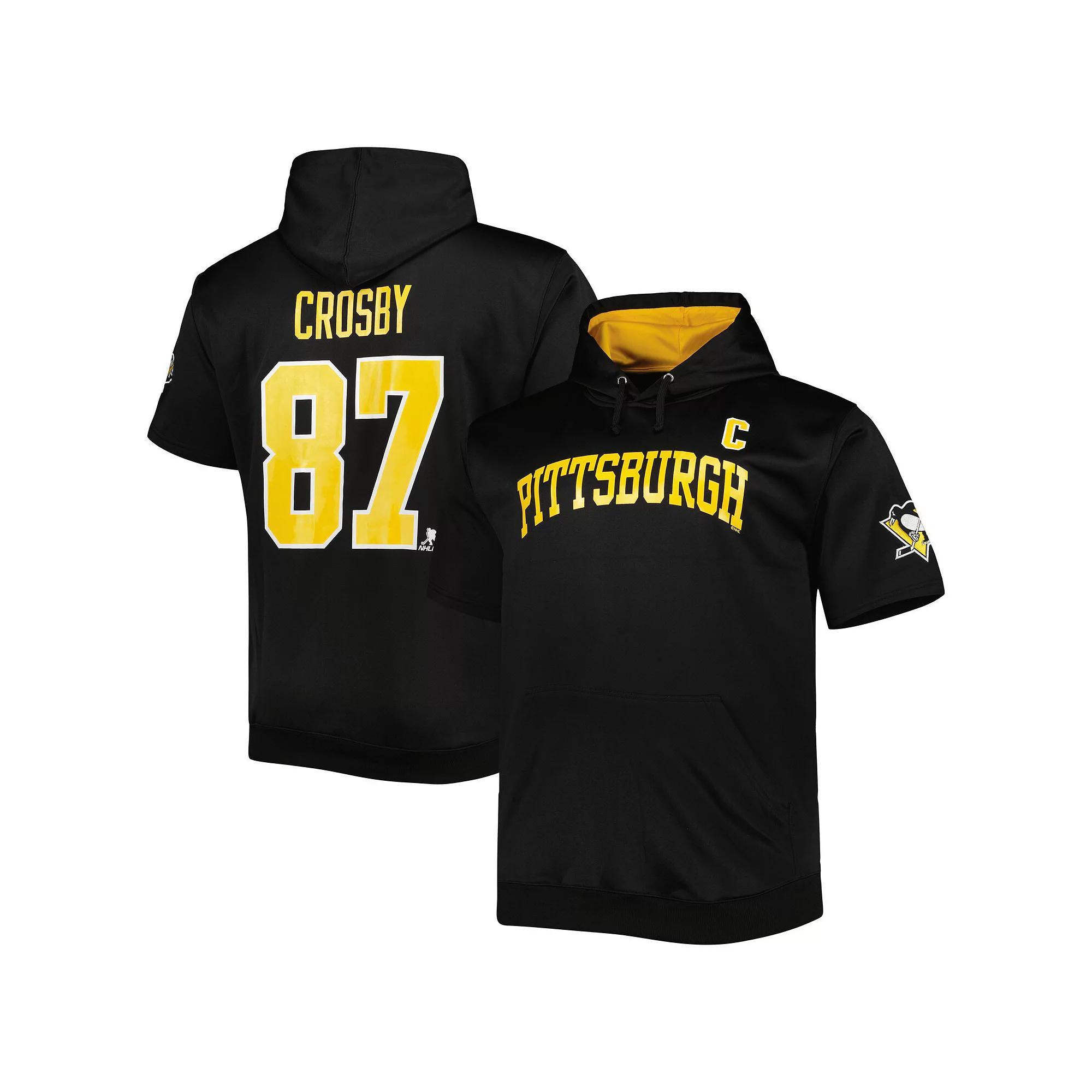 Men's Fanatics Branded Sidney Crosby Black Pittsburgh Penguins Big & Tall Captain Patch Name & Number Pullover Hoodie, Size: 3XB Product Image