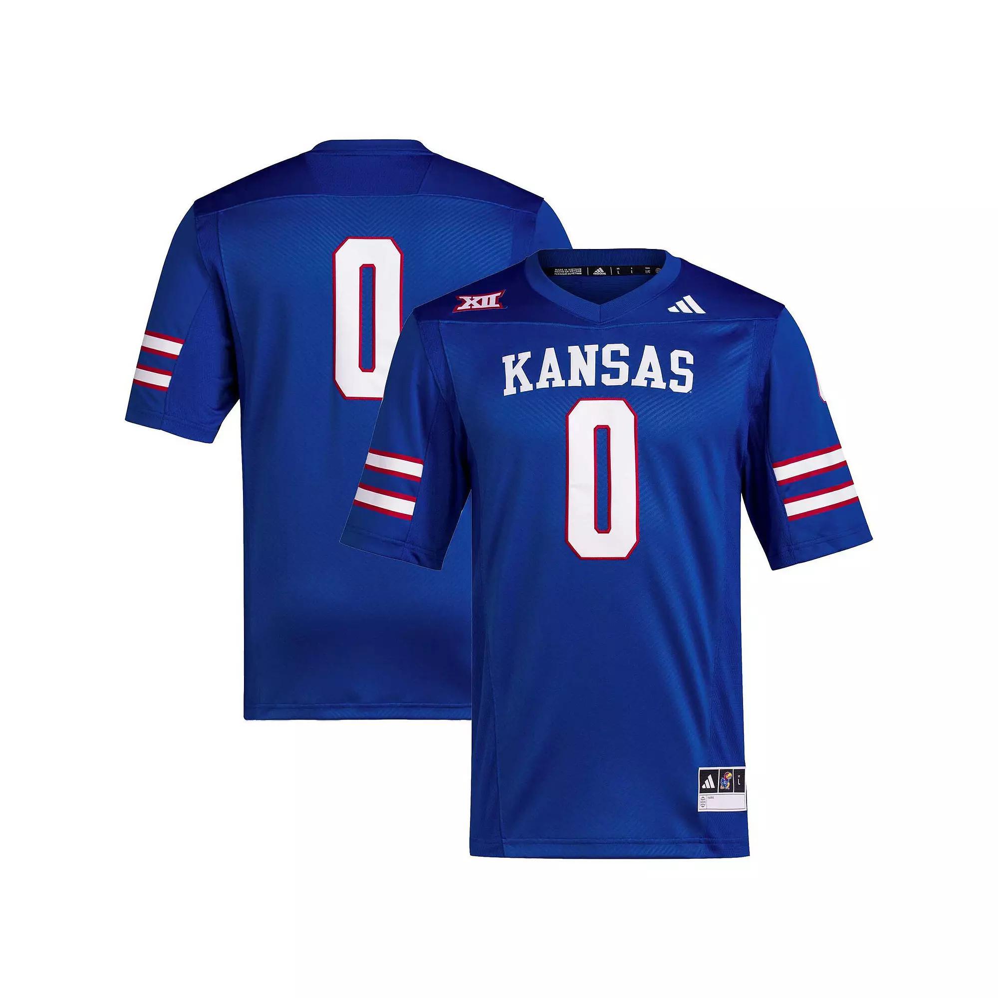 Men's adidas #0 Royal Kansas Jayhawks Premier Football Jersey, Size: 2XL, Blue Product Image