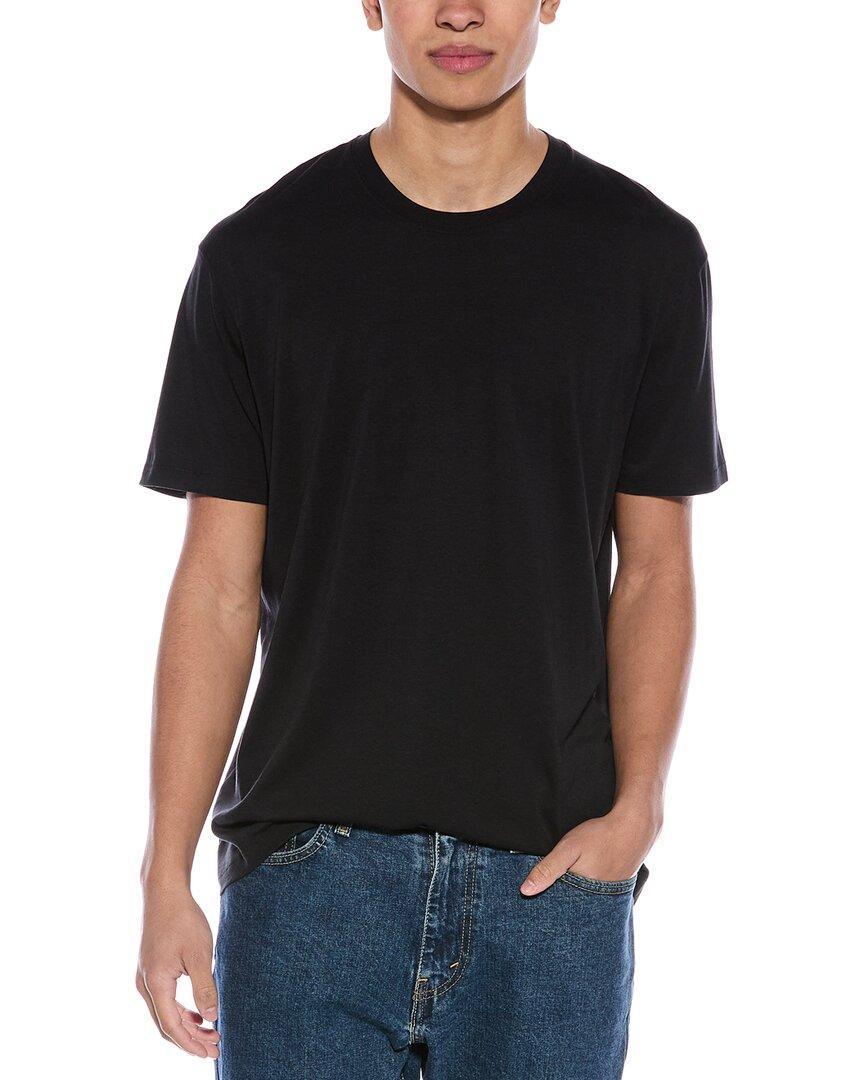 TOM FORD Black Basic Crewneck T-shirt With Tonal Stitching In Cotton Blend Man Product Image
