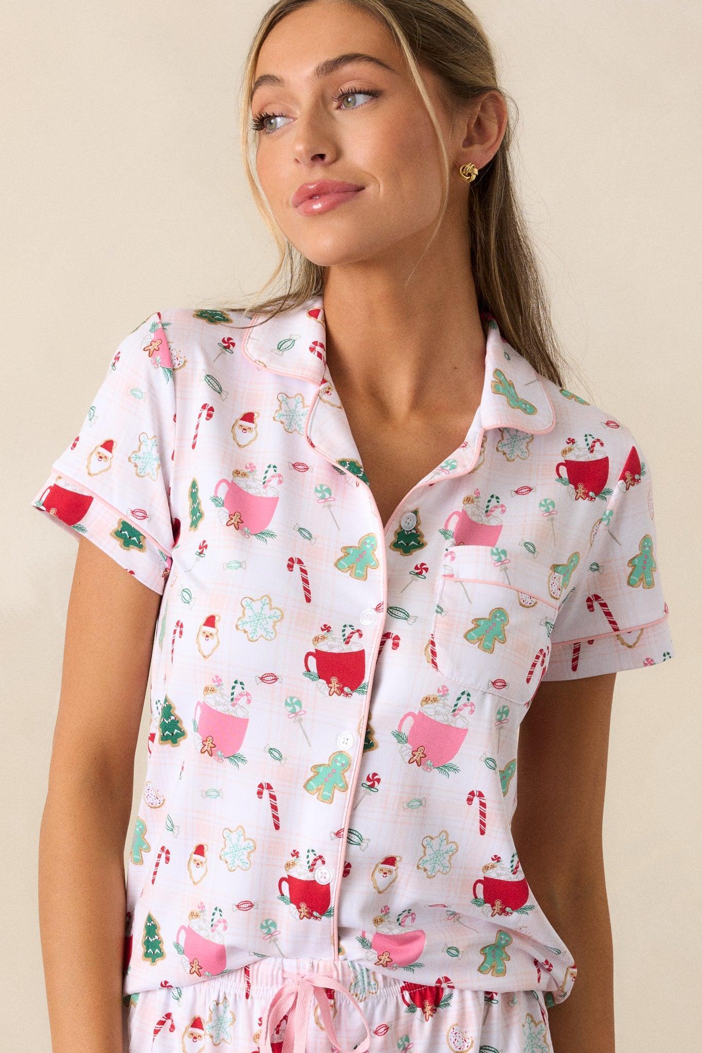 Peppermint Cocoa Bliss Ivory Pajama Top Product Image