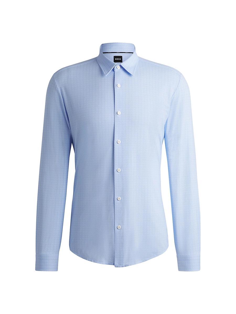 Mens Slim-Fit Shirt in Printed Performance Stretch Jersey Product Image