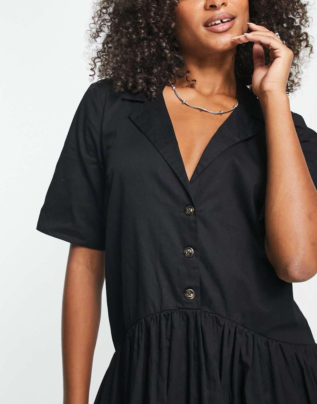 ASOS DESIGN Tall twill collared button midi smock dress Product Image