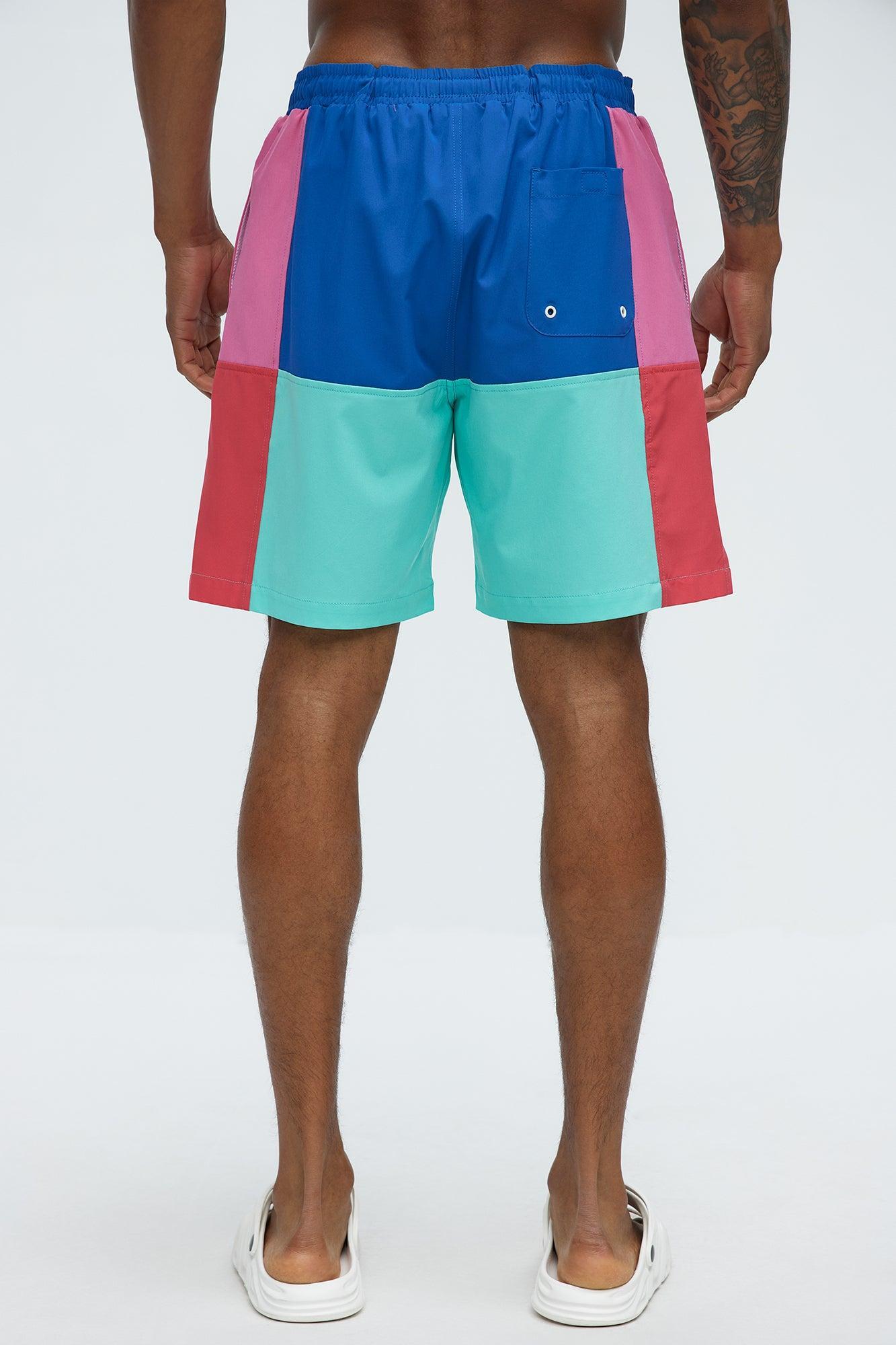 Swim And Surf Colorblock Swim Mid Trunk - Blue Product Image