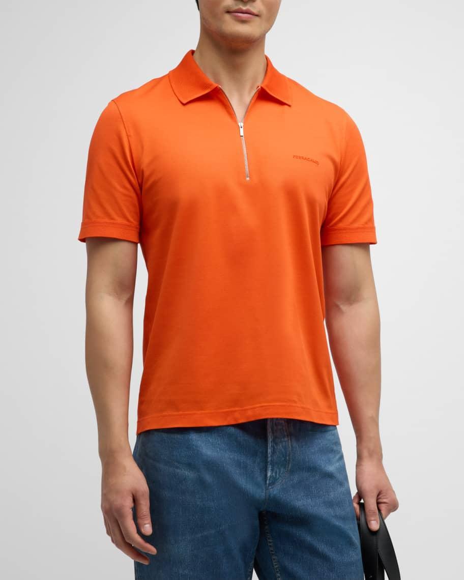 Mens Zip Logo Polo Shirt Product Image