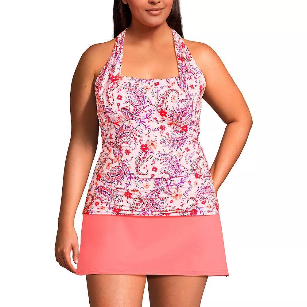 Plus Size Lands' End UPF 50 Squareneck Halter Tankini Swimsuit Top, Women's, Size: 16 W, Strawberry Floral Product Image