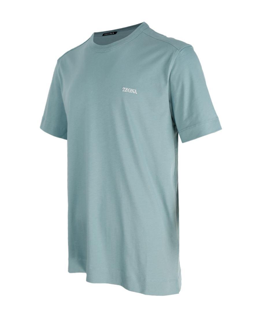 ZEGNA Logo-embroidered T-shirt In Blue Product Image