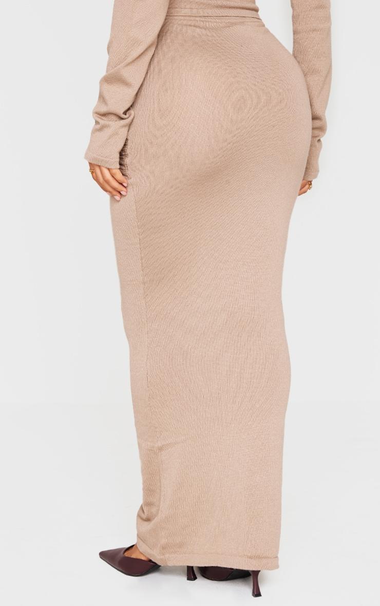 Petite Taupe Knit Cross Front Maxi Skirt Product Image