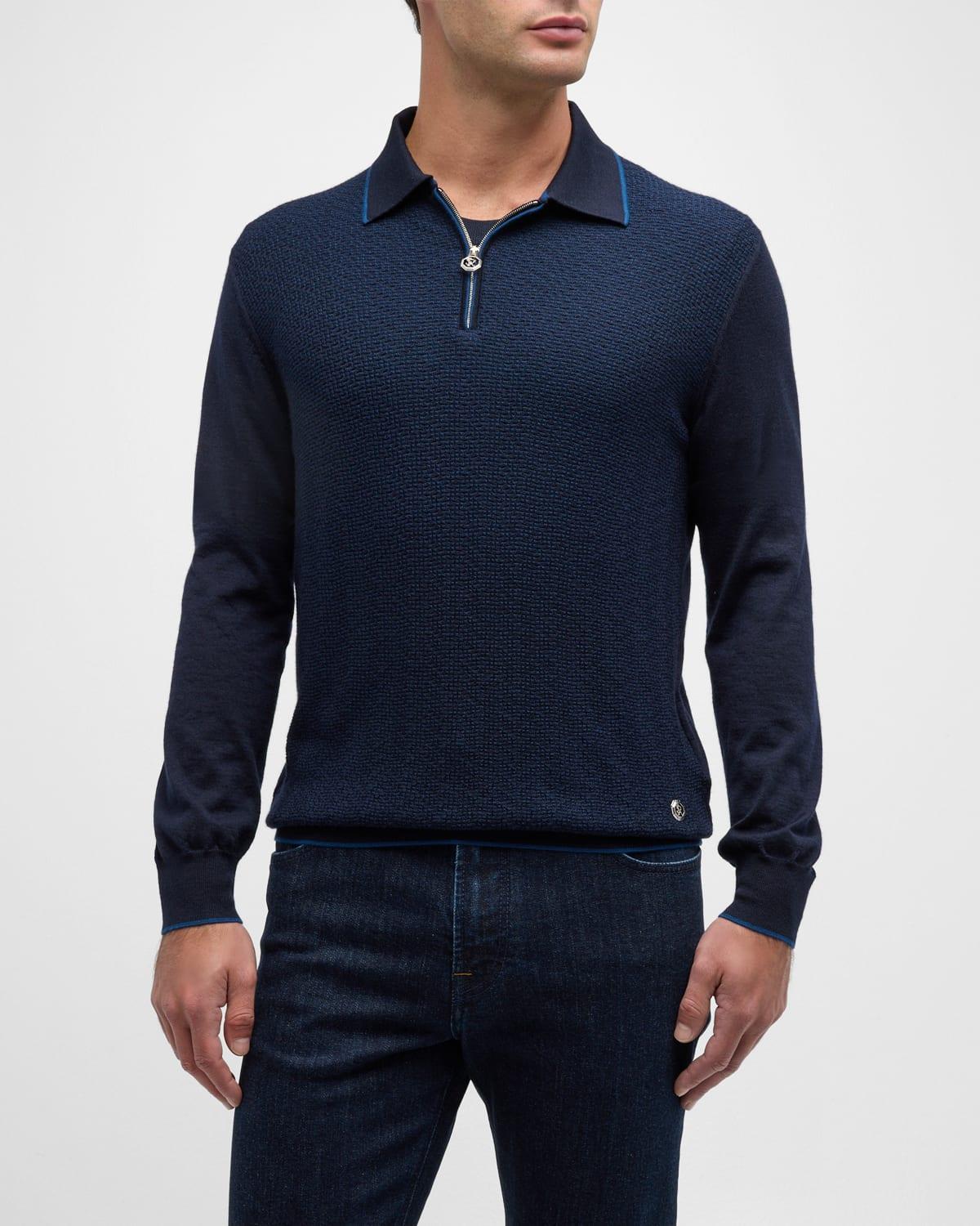 Mens Cashmere-Silk Quarter-Zip Polo Sweater Product Image