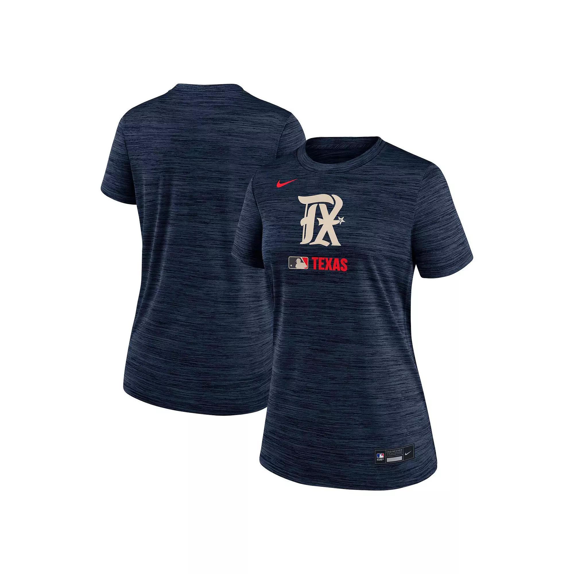 Women's Nike Navy Texas Rangers Authentic Collection City Connect Velocity Performance T-Shirt,  Product Image